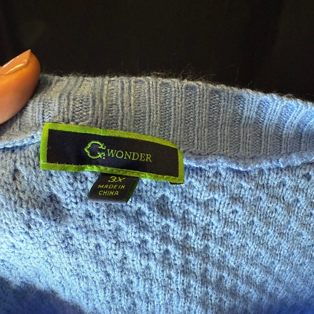 C. Wonder Women's 3X Blue Knit Pullover Tunic Sweater‎ with Zipper Detail - Picture 3 of 4